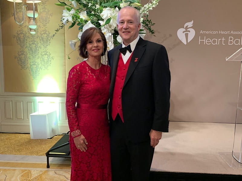 Robert Harrington and his wife, Rhonda Larsen, at an AHA Heart Ball. (Photo courtesy of Robert Harrington)