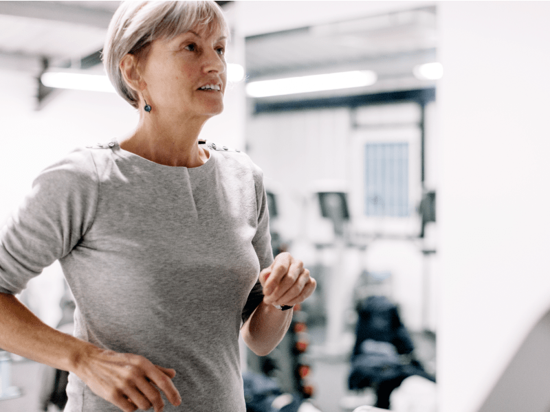 Older woman at gym.