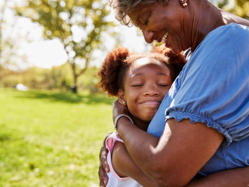 Mom and daughter hugging