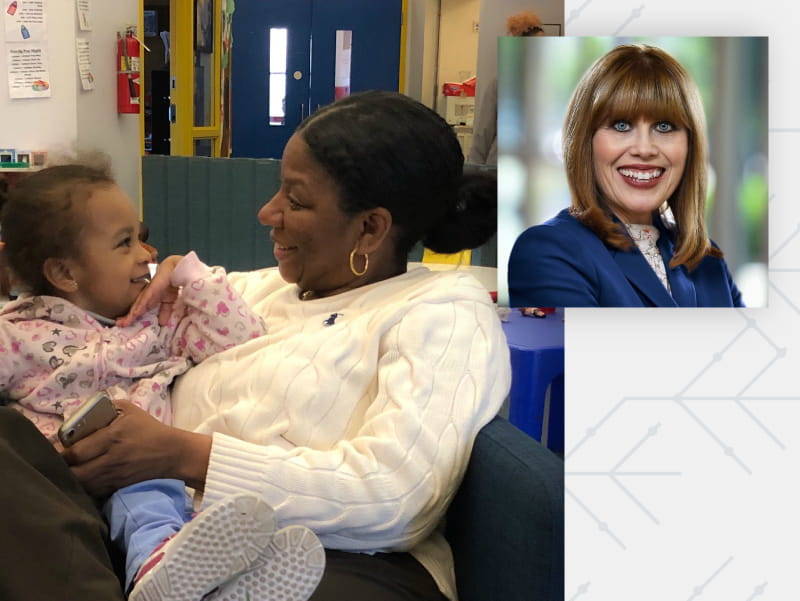 Cherie Craft shares a laugh with a child at Smart from the Start, the inner-city Boston organization she founded to help economically disadvantaged children. (Photo courtesy of Cherie Craft)