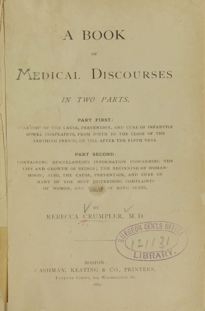 The cover of a medical book written by Dr. Rebecca Lee Crumpler. (From the U.S. National Library of Medicine)