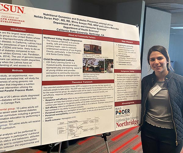 Lorena Melendez-Chavez presents her research in February at the Community-Academic Partnerships Conference at California State University, Northridge. (Photo by Nelida Duran)