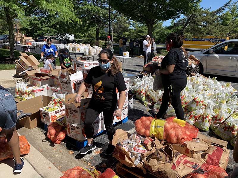 The Center of Transformation serves in the pandemic as a weekly food distribution site for 1,400 families. (Photo courtesy of Abraham Shanklin Jr.)