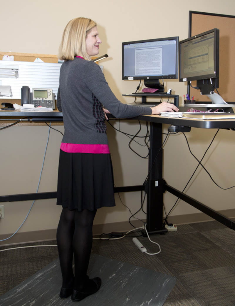 Dr. Deborah Rohm Young used a standing desk at her office before the pandemic. (Photo courtesy of Southern California Permanente Medical Group)