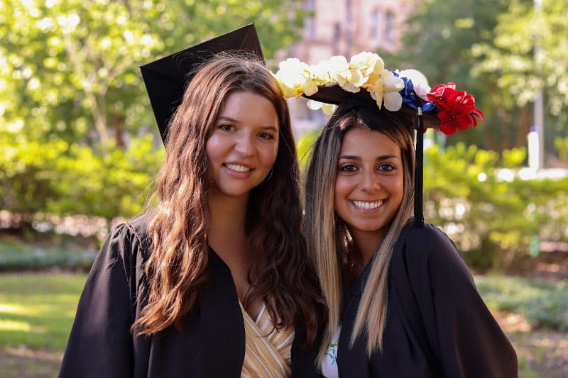 María Patrizia Santos (right) and friend Natalie Coburn during their graduation celebrations in 2019. (Photo courtesy of María Patrizia Santos)