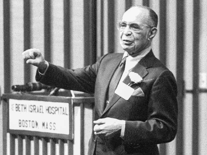 Dr. William Montague Cobb speaks at Beth Israel Hospital in Boston. (Photo courtesy of Beth Israel Lahey Health)