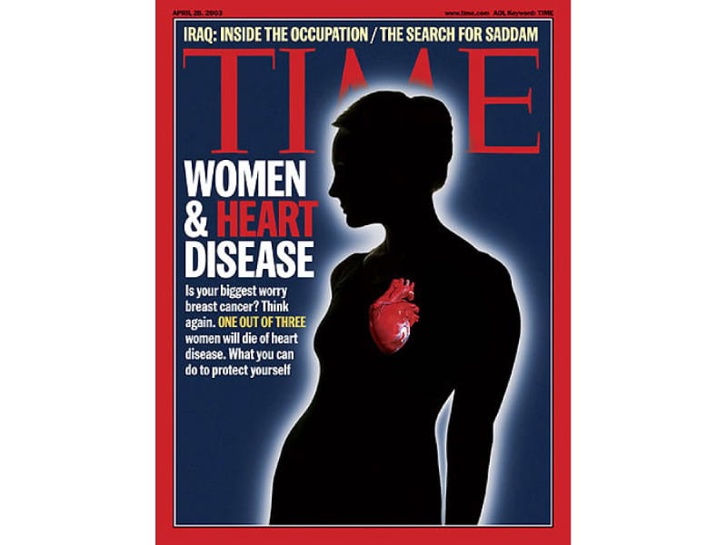 L'article de couverture d'un numéro de 2003 du magazine Time mettait l'accent sur les maladies cardiaques en tant que première cause de mortalité chez les femmes.  (Banque de temps/médias)