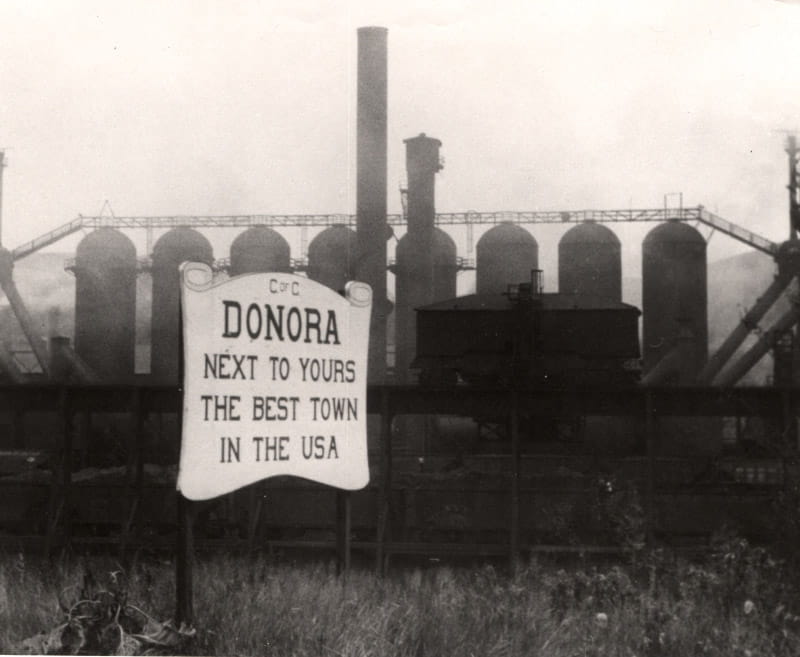 The heavy smog that occurred in October 1948 in Donora, Pennsylvania, helped bring about national efforts to reduce the effects of pollution. (National Library of Medicine)