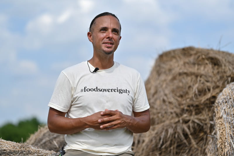 The tribe's climate resilience planner and tribe member Brett Ramey is helping the Ioway regain access to traditional foods. (Photo by Walter Johnson Jr./American Heart Association)