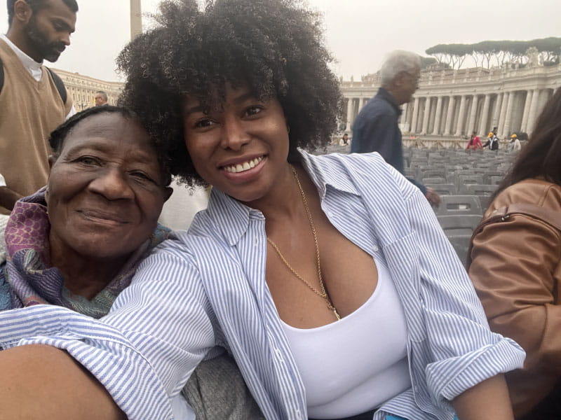 Diana Castillo Bonilla (right) and her grandmother, Eugenia Ocoro de Bonilla, during a visit to Rome in 2022. (Photo courtesy of Diana Castillo Bonilla)