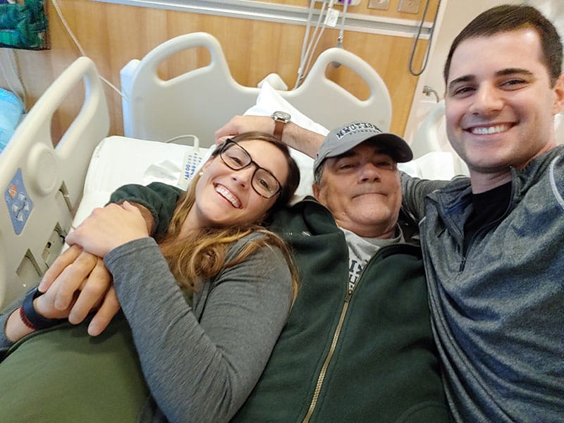 Carlos Lopez with his children, Jessica (left) and Shawn, during one of his hospital stays