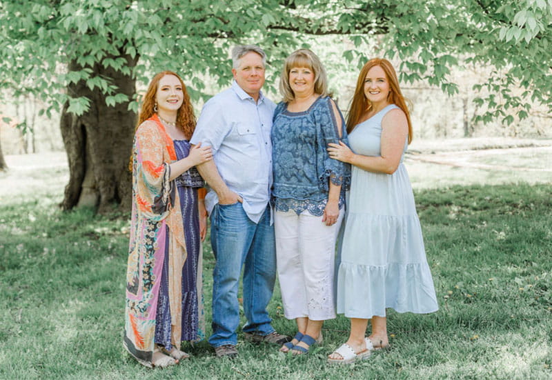 Natalie Daugherty with her family: from left, daughter Mallory Daugherty, husband Jeff Daugherty and daughter Paige Fowler