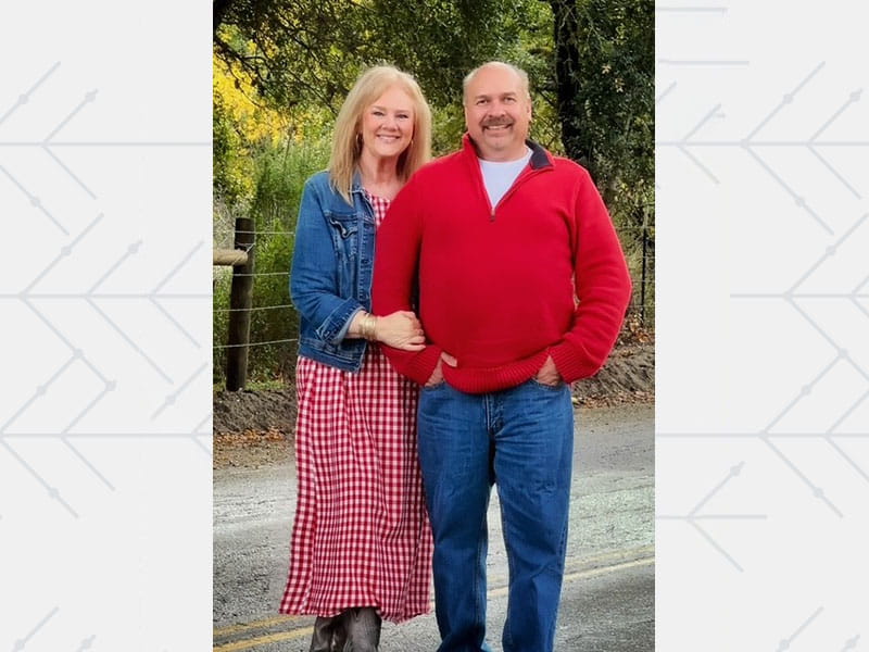 Amy and her husband Bob in Hollister, California, embracing life fully as she reflects on her belief that tomorrow is not guaranteed.