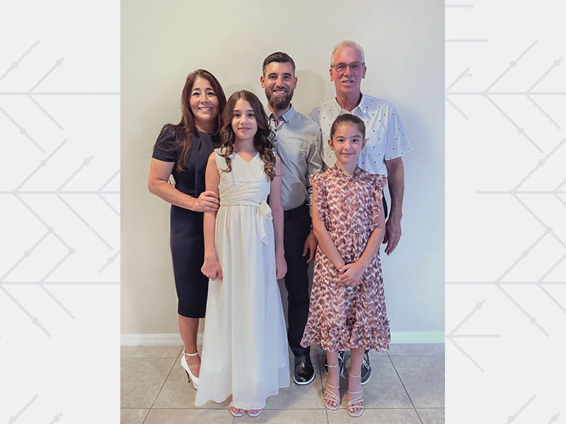 George Laman with son Matthew (middle) daughter-in-law Lov (left) and granddaughters Eva (second from left) and Mia