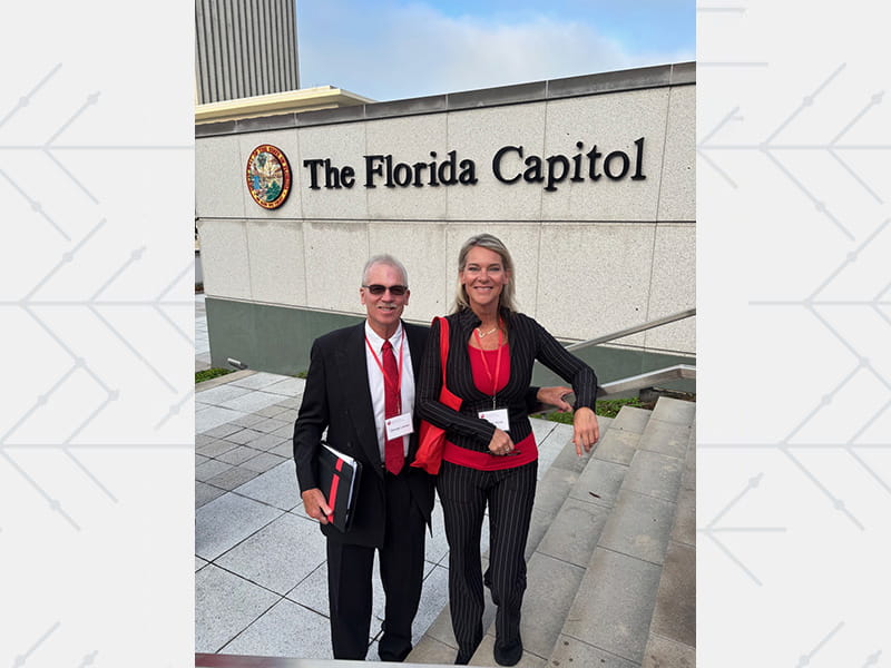 George Laman with Susan B. Davis outside the Florida Capitol in Tallahassee in 2025