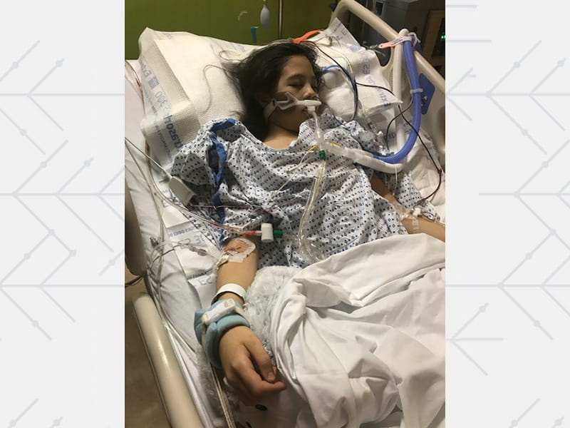 Bella Chambasis in the hospital