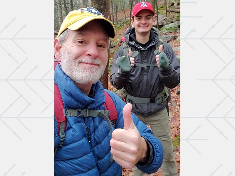 Michael Bonnardi and his son Jeff hiking along the Appalachian Trail on New Year’s Eve in 2024