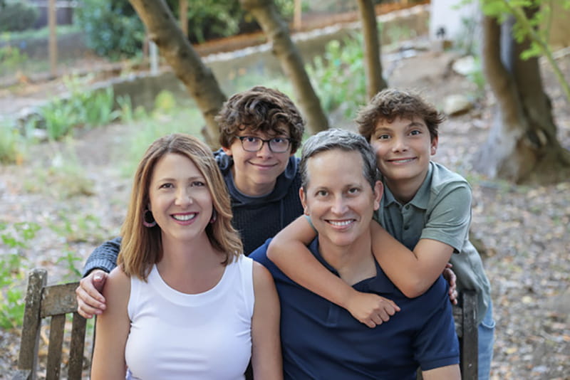 Jacque and Ed Gorelick with sons Elliot and Charlie in 2025.