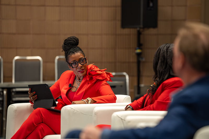 Shanta moderating a panel on survivor resilience at the International Stroke Conference in New Orleans in 2026