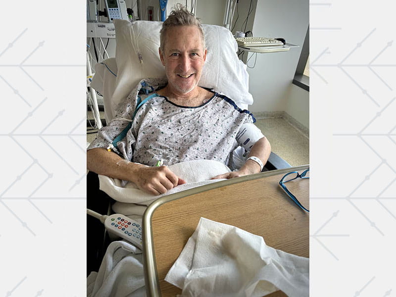 Patrick during his hospital stay in Buffalo in 2024.