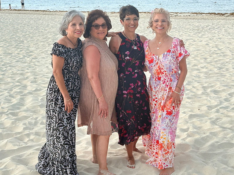 Carmen (second from right) during a beach outing with her sisters Mona Merino (left), Cecilia Deterding and Maria O’Dell