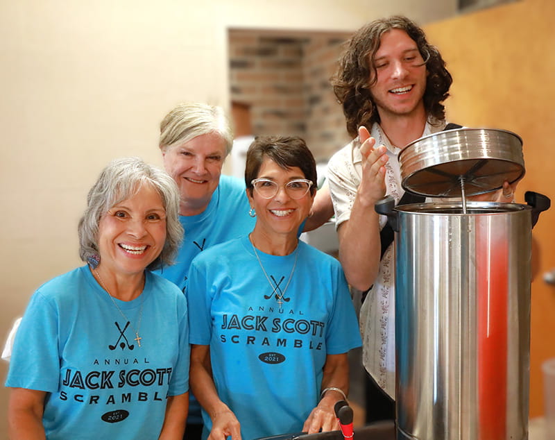 Carmen (second from right) volunteering with son Andrew, sister Mona Merino (left) and friend Linda Petty at a charity golf tournament in Kansas