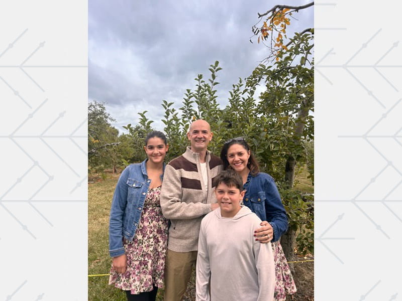 The Lasprilla family on an apple-picking outing in the North Carolina mountains in October 2025.