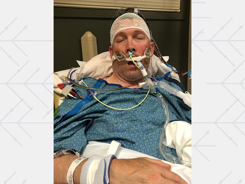Dave Ogle during his recovery from a brain injury caused by cardiac arrest.