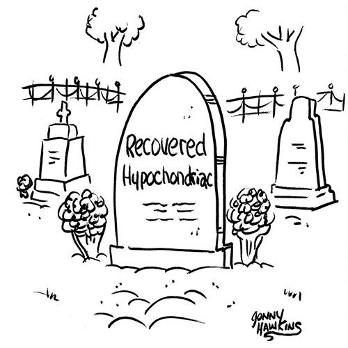 Tombstone stating Recovered Hypochondriac