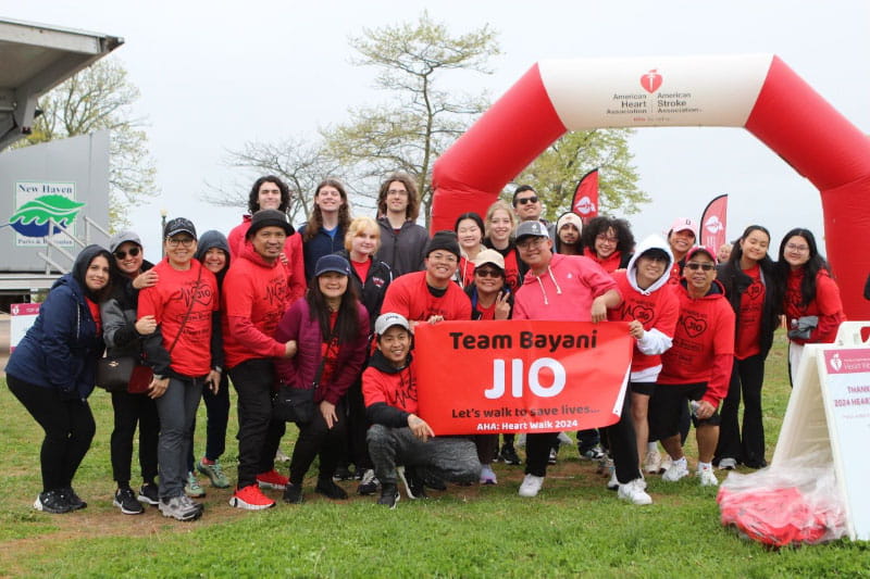 Jio Rodriguez (front row, wearing light gray hat) with friends and family at the Greater New Haven Heart Walk in 2024. (Photo courtesy of Jio Rodriguez)