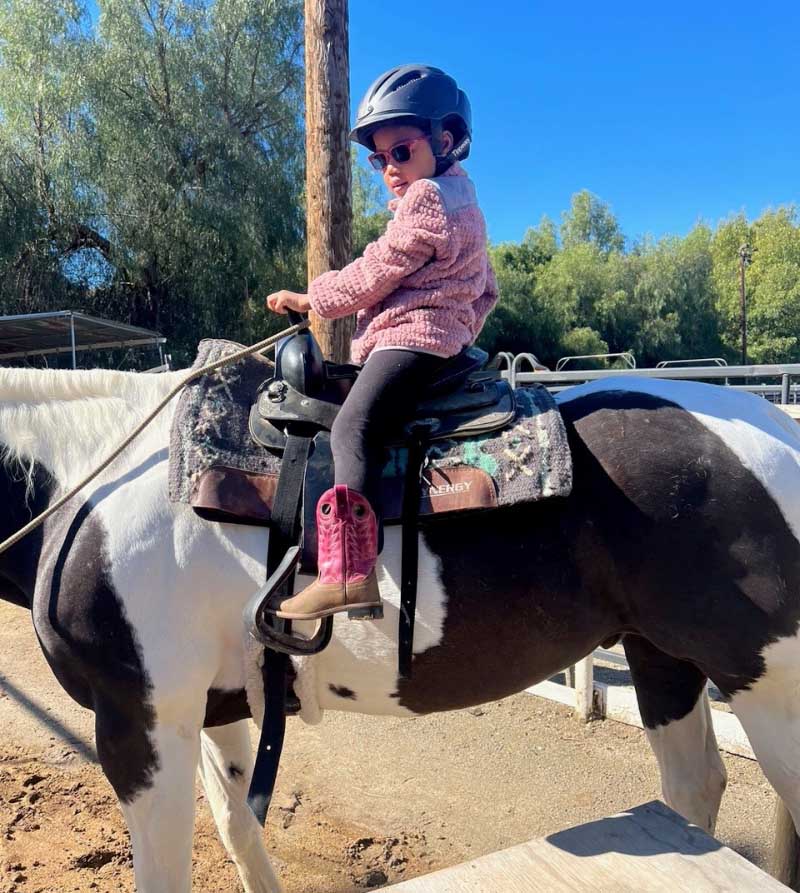 Olivia LeBlanc at a horseback riding lesson. (Photo courtesy of Tamika LeBlanc)