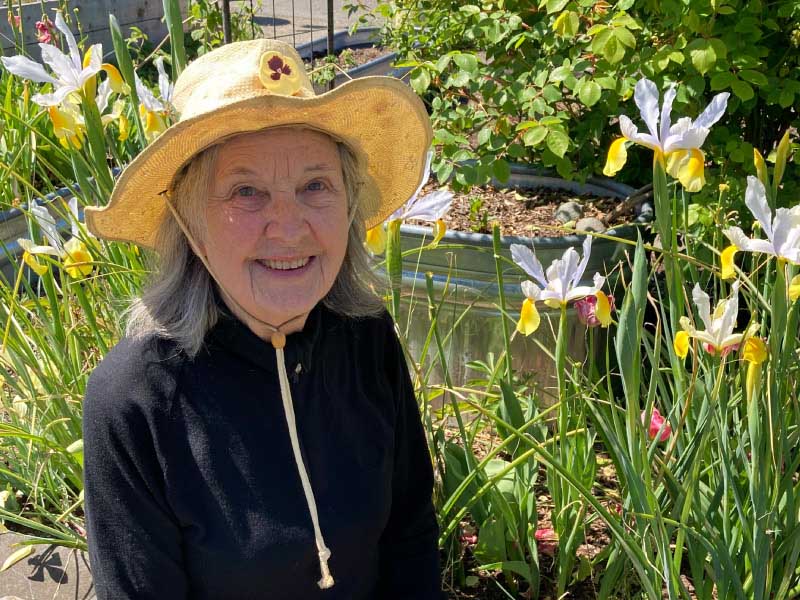Stroke survivor Joyce Moty at the community garden she helped start at Bradner Gardens Park. (Photo courtesy of Joyce Moty)