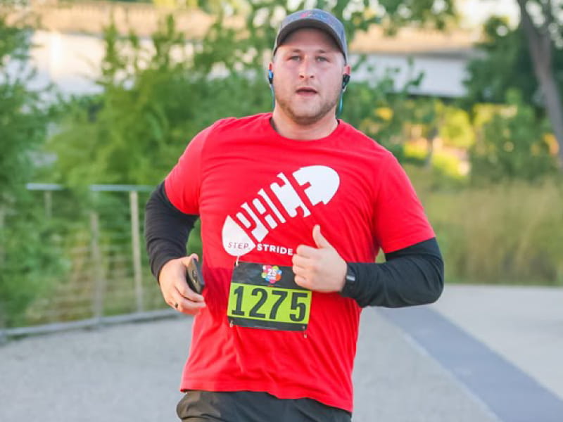 Erik Minaya participated in the Capital City River Run in Lansing, Michigan.