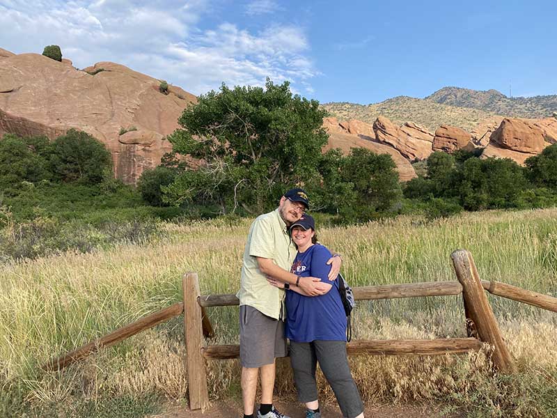 Morgan House (right) and her husband, Ken, at Red Rocks National Park in July 2021. (Photo courtesy of the House family)
