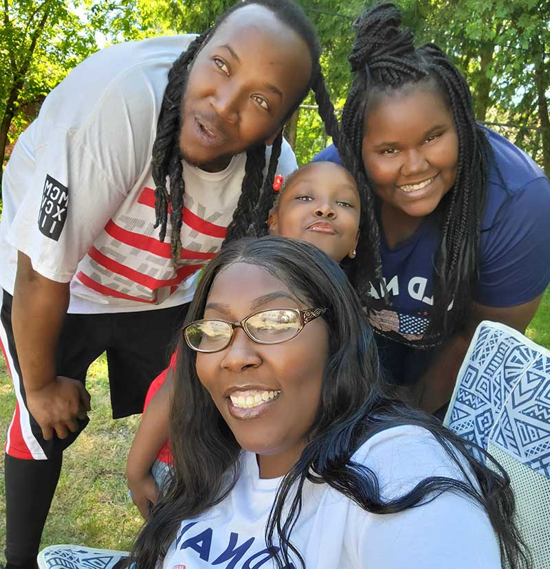 The Johnson family, clockwise from left: Husband Gvon, daughters Azuri and Aranee, and Tiara. (Photo courtesy of Tiara Johnson)