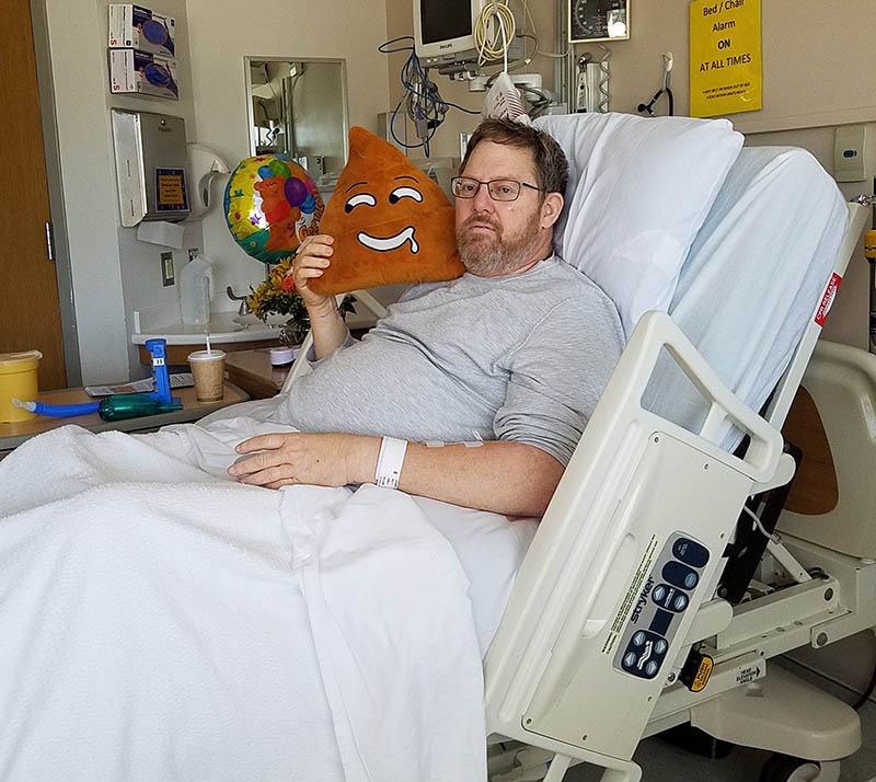 Pete Watt recovering at University of Washington hospital in 2018. (Photo courtesy of Lisa Watt)