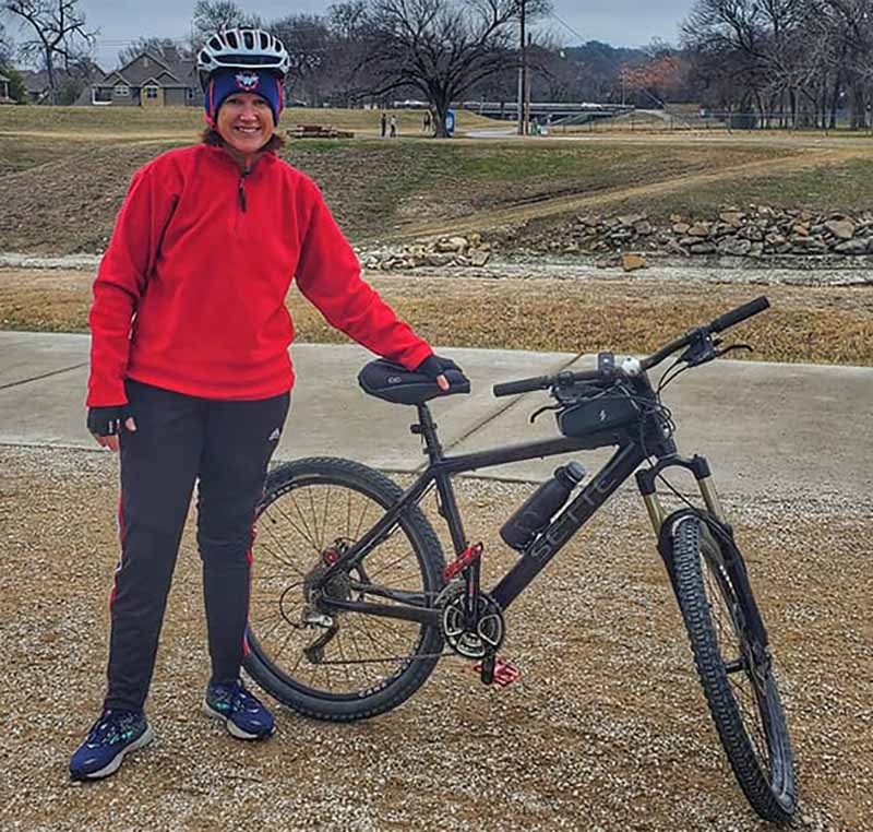 Abigail Dudek went for a 16-mile bike ride in Fort Worth, Texas one month after her surgery. (Photo courtesy of Abigail Dudek)