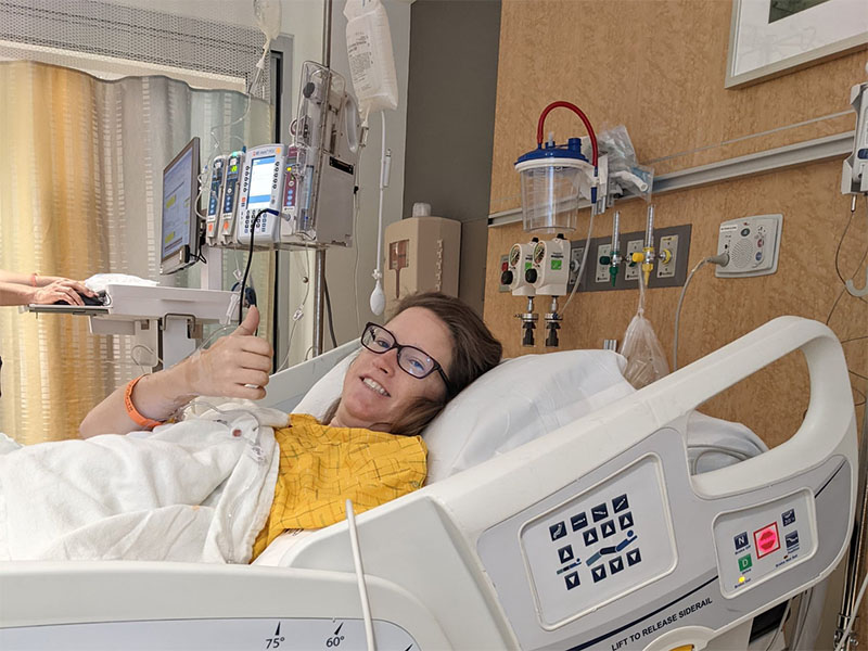 Abigail Dudek recovering at UT Southwestern Medical Center in Dallas, Texas. (Photo courtesy of Abigail Dudek)