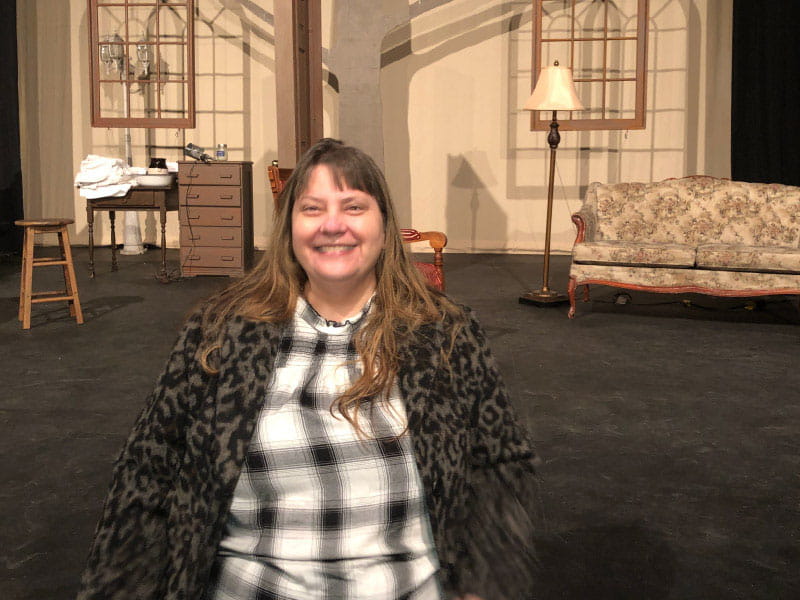 Stroke survivor and theater director Victoria Shepherd on the set of a play she is directing this year. (Photo courtesy of Victoria Shepherd)