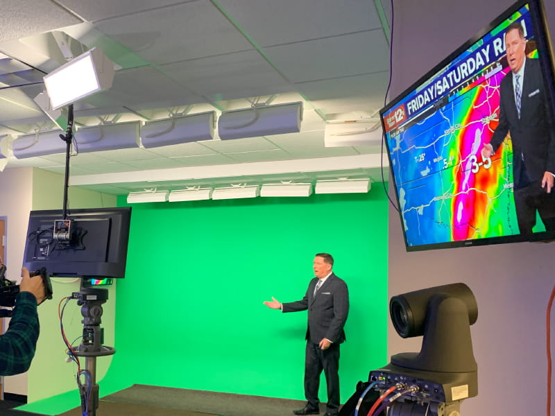 Meteorologist Mark Larson giving a weather report at KWCH in 2020. (American Heart Association)