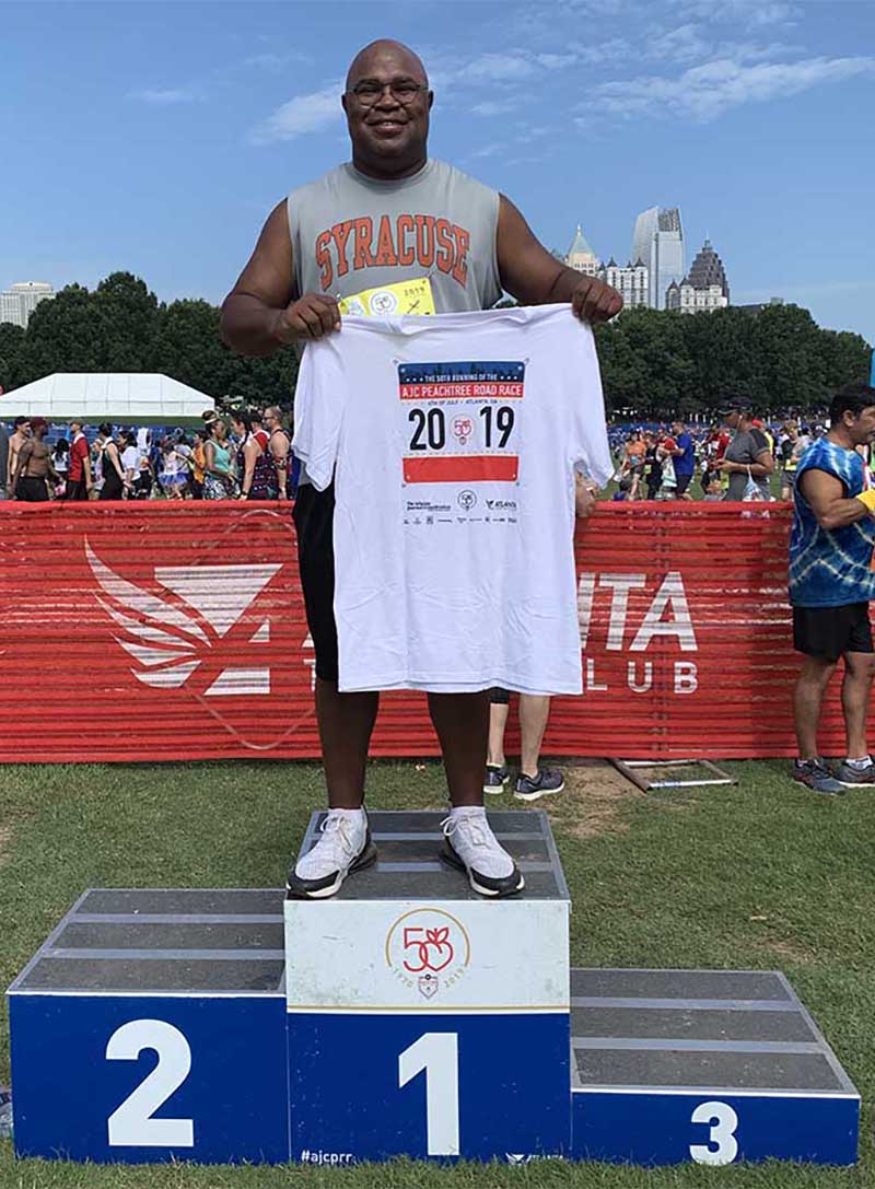 Arthur Vaughn at the 10K he ran in 2019 just days before learning he would need a heart transplant. (Photo courtesy of Arthur Vaughn)