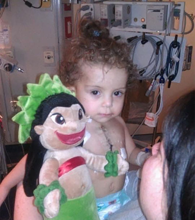 Karlee Rose Naglieri with her mom, Anita, after her second open-heart surgery at age 2. (Photo courtesy of Anita Naglieri)