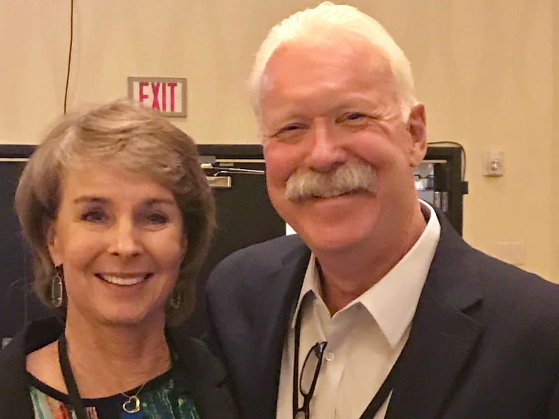 Joe Farrell, a cardiac arrest survivor, with his wife Edie at the State of the Future of Resuscitation Conference in Oakland, California. (Photo courtesy of Joe Farrell)