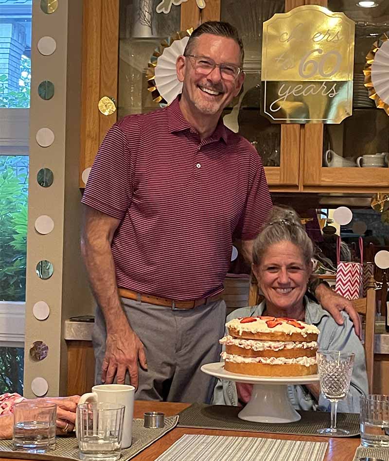 MaryKay West (right) celebrating her 60th birthday with husband, Jeff. (Photo courtesy of MaryKay West)