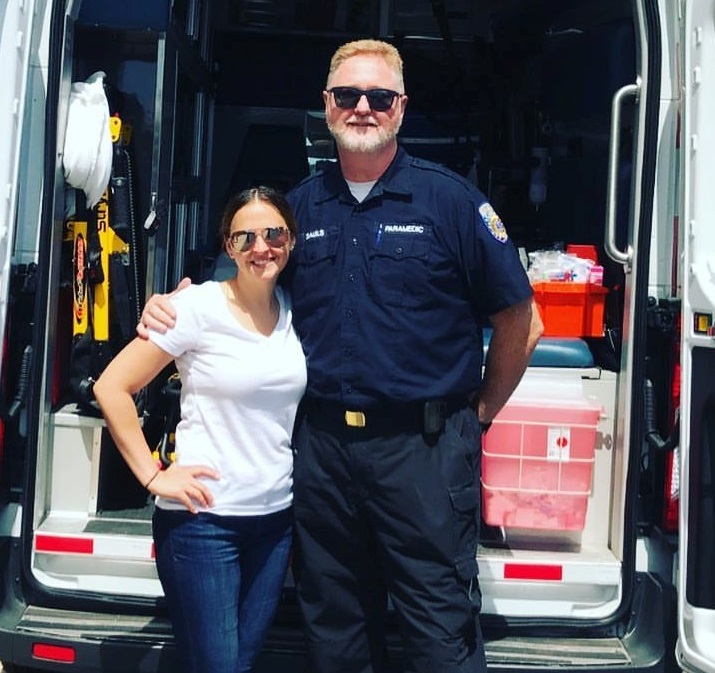 Amy Cavaliere and the paramedic who treated her when her heart stopped.  (Photo courtesy of Amy Cavaliere)