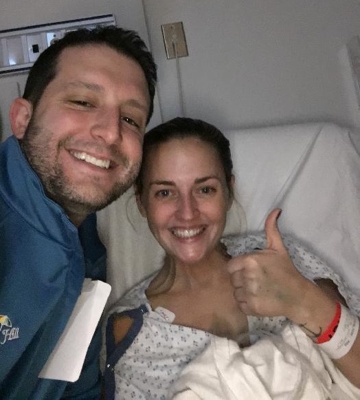 Amy Cavaliere and her husband, after she was hospitalized for spontaneous coronary artery dissection. (Photo courtesy of Amy Cavaliere)
