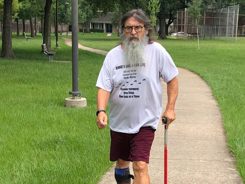 Eddie deRoulet has logged more than 18,000 miles and counting since his stroke in 2016. (Photo courtesy of Janice deRoulet)