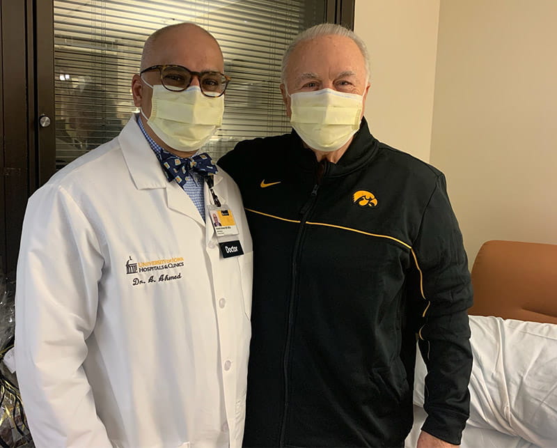 Stan Goldstein (right) with Dr. Azeemuddin Ahmed of the University of Iowa Hospitals & Clinics. (Photo courtesy of Stan Goldstein)