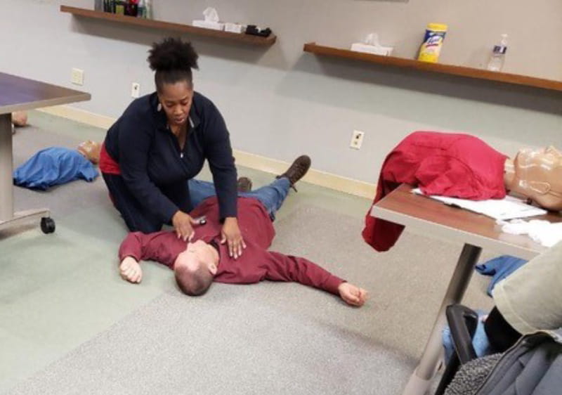 Denise Castille teaching a CPR class. (Photo courtesy of Denise Castille)