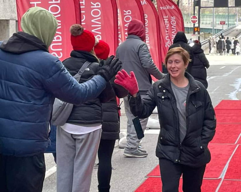 Bethany Moeddel at the finish line of the American Heart Association's Cincinnati Heart Mini-Marathon & Walk in 2021. (Photo courtesy of Bethany Moeddel)